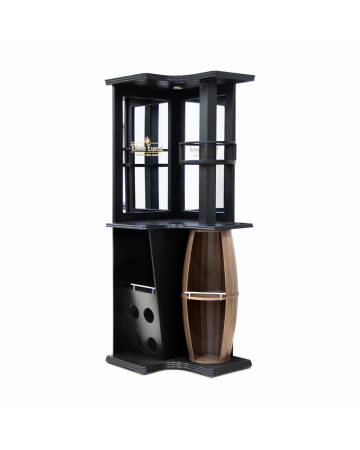 Cantina de Bar Esquinera Tequila – Negro con Detalle de Barril