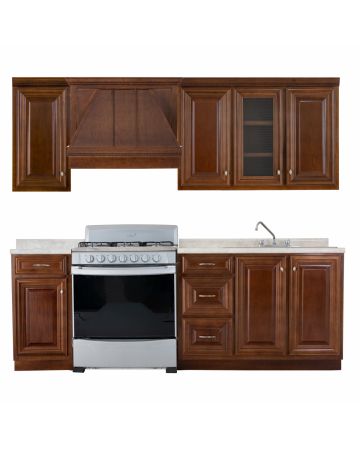 Cocina Integral Evelin 2.43m 5 Piezas con Alacenas - Color Nogal