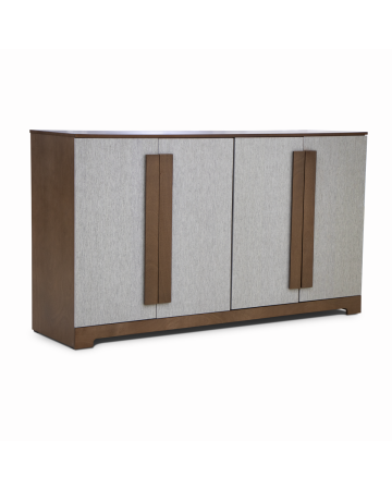 Buffete Flux de 4 Puertas – Color Nogal con Textura Gris