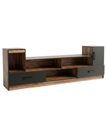 Mesa de Tv Peru con Repisas y Puertas 2.35m - Color Nogal