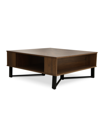 Mesa de Centro Cuadrada Mallory con Organizadores – Color Nogal