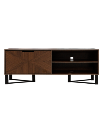 Mesa de TV Mallory con Puertas Vanguardista Color Nogal