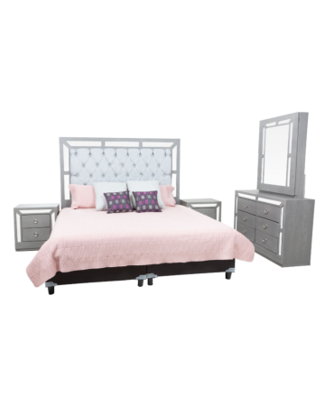 Recámara Completa King Size Emma 4 Piezas - Color Gris