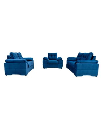 SALA GENOVA AZUL TERCIOPELO DE 3 PIEZAS 