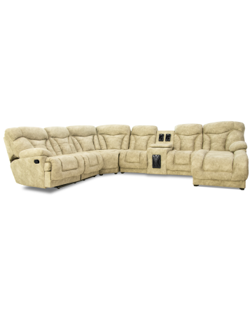 Sala Modular Reclinable Morelia con Consola y Bocinas – Color Arena (7 Plazas)
