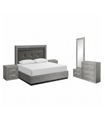 Recámara Completa King Size Aurora 5 piezas - Color Gris