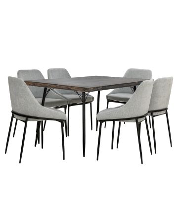 ANTECOMEDOR TEBAS DE 6 SILLAS CON ESTRUCTURA TUBULAR Y SILLA TAPIZADA