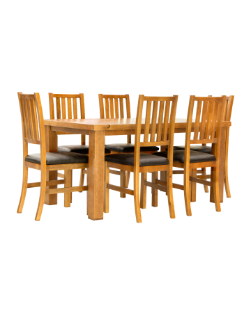 Antecomedor Bunbury de 6 Sillas – Madera Sólida Color Camel Natural