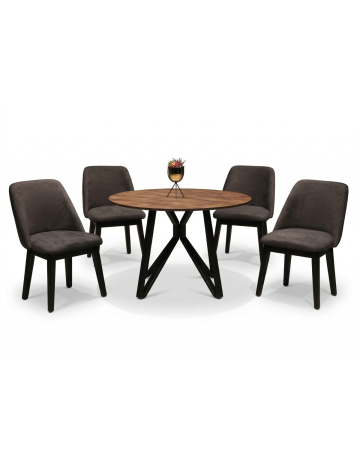 Antecomedor Lawrence 4 personas - Color Natural Tapizado Café