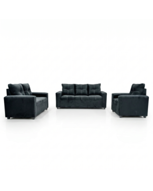 Sala Completa (3-2-1) Jatziry Terciopelo 3 Piezas - Color Negro 