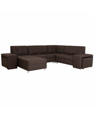Sala Esquinera Lisse Chaise Longue y Taburetes - Color Chocolate