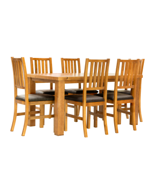 Antecomedor Bunbury de 6 Sillas – Madera Sólida Color Camel Natural