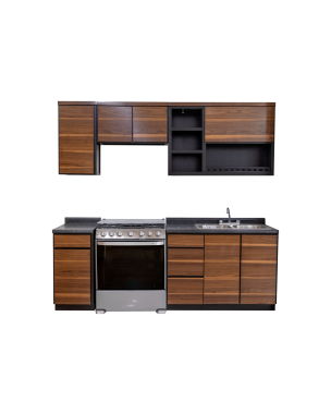 Cocina Integral 2.40m Catalina 5 Piezas - Color Nogal con Tarja
